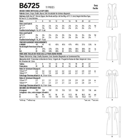 Butterick Sewing Pattern B6725 Dress Belted Misses Size 6-14 - Picture 2 of 3